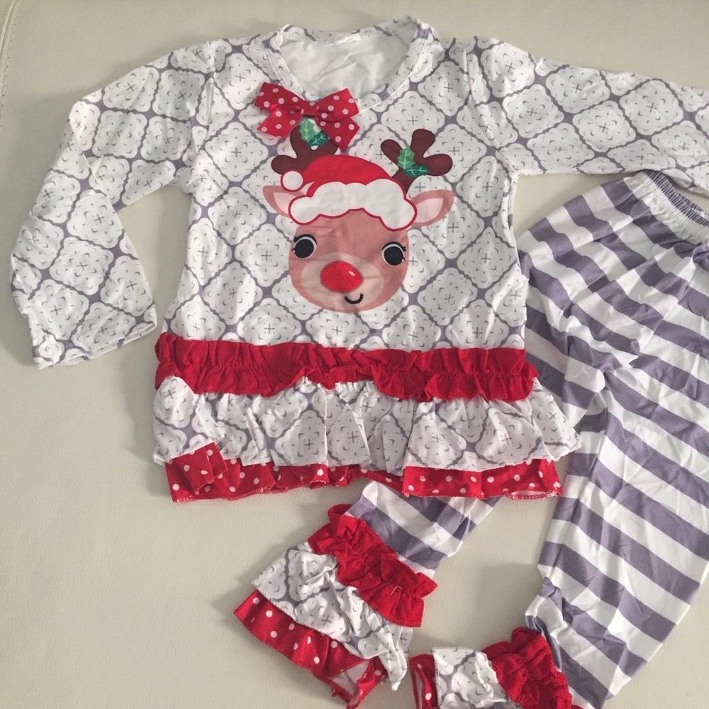 Christmas cute pants set long sleeve top - Picture 3 of 8